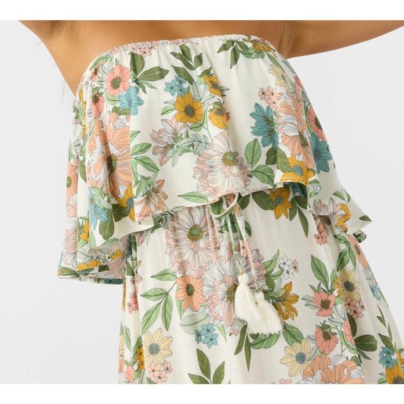 O'Neill Size XXL Sadi Maxi Dress Strapless Floral Beach Flowy Vacation Resort - Picture 4 of 16